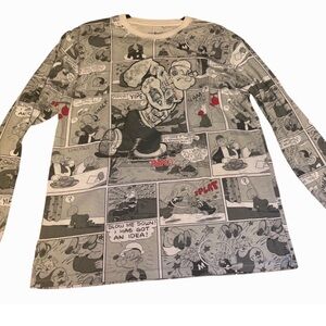 Popeye Graphic Comic Print Long Sleeve Shirt size large